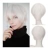 Ailiade Synthetic Short Curly Wigs For Men Boys Dark Green Hair Machine Made Heat Resistant Daily Party Anime Cosplay Wig