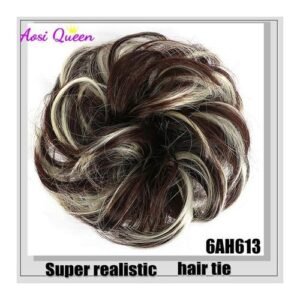 As Messy Curly Scrunchie Chignon With Rubber Band Brown Gray Synthetic Hair Ring Wrap On Messy Bun Ponytails