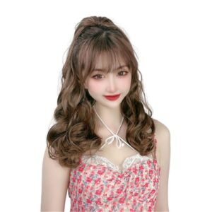 Clip in Ponytail Hair Extensions Long Curly Wavy Clip in Natural Looking Synthetic Hair Extension for Women Girls Daily Use,Light Brown,50CM NO5124