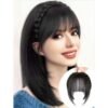 3strands synthetic headband bangs thick wide plaid braid black