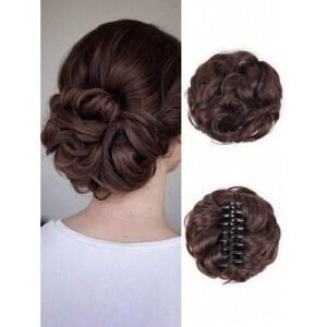 1pc M Claw Clip, Wavy Curly Hair Bu Maker Clamp, Sythetic Hairpiece Scruchie For Wome, Dark