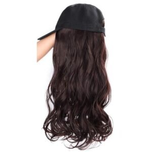 Hair Extension with Baseball Cap Curly Wavy Long Hair Wigs Synthetic Hair Caps Party Cosplay Wigs Accessories,B NO5114