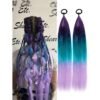 2pcs/Pack 24inch Kids Extension With Tie, Dark Pink Green Light Purple Extension, Crazy Day, Colored