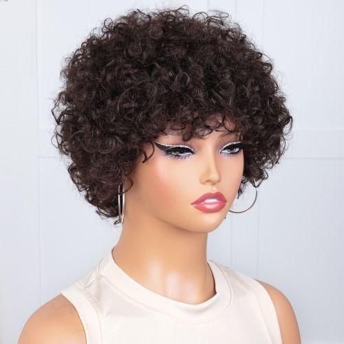 180D Curly Wigs 100 Wigss For Women With Big Bouncy Hair 8 Inch Afro Curly Wigss Pixie Cut Wigs Brazilian