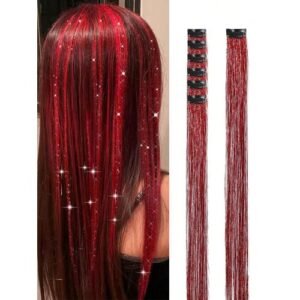 6Pcs 20Inch Clip In Tinsel Kit Heat Resistant Shiny Sparkle Glitter Extensions Fairy Hair