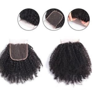 8''16'' 4X4 HD Top Closure Remy Virgin Real Hairpiece  Afro Curly