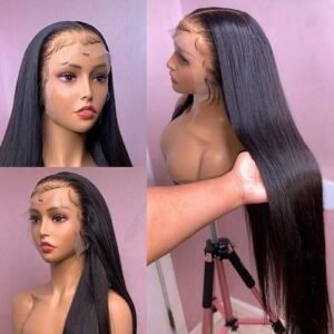 34inch Real Hair Long Straight Frontal Hairpiece Black