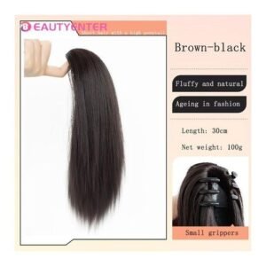 Beautyenter Synthetic Short Wigs High Ponytails Fluffy Ponytails Women's Wigs Brown Black Temperament Ponytail High Braids
