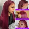 99J Burgundy Colored HD Lace Front Wigss 13x4 Lace Frontal Wigss For Women Malaysian Straight Lace Front