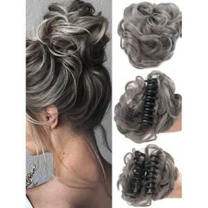 Women's Extensions, Claw Clip Wavy Curls M Brown Ponytail Wig Synthetic Bun Black Friday Holiday