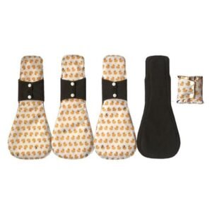 JUTESK's 5 pieces14 Inch / 35.4cm Overnight Charcoal Bamboo Mama Cloth/ Menstrual Pads/ Reusable Sanitary Pads