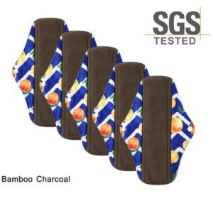 Charcoal Bamboo Mama Cloth Menstrual Pads Reusable Sanitary Napkins Waterproof Panty Liners Support & Incontinence Pads 5Pack