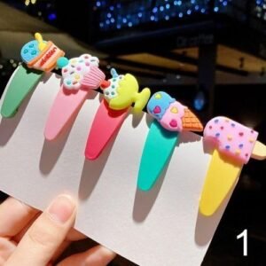 5pcsset Girls Cute Cartoon Ice Cream Fruits Hairpins Sweet