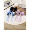 3pcs Bowknot Decor Net Yarn Hair Clips Set In Black, Blue, Purple & Cream