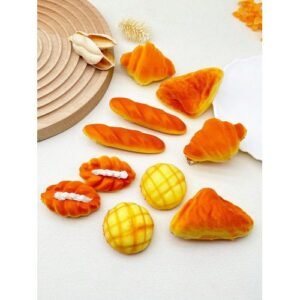 2pcs Cute Faux Bread/Croissant/Baguette Cream Puff/Pineapple Bun Hair Clips, New Design For Women