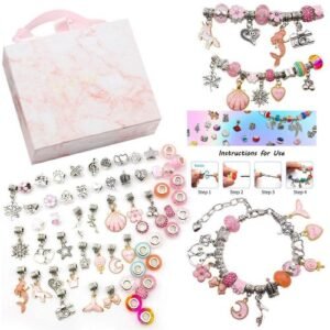 Pink gift box set children's creative DIY handmade crystal bracelet jewelry female gift bracelet pink bracelet set