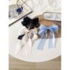 3pcs Black, Cream And Blue Mesh Bow Hairclips Set, Hairpieces For Women