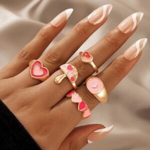 4pcs Colorful Vintage Rings Set Jewelry