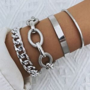 4 Piece Minimalist Jewelry Set Silver