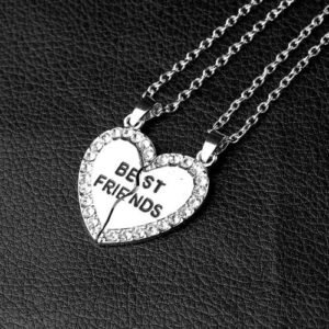 3Pcs/Set Sister Necklace Set Heart Shape Family-Silver