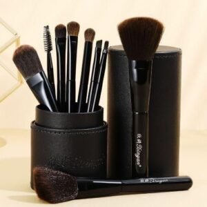 Beginner Makeup Brush Set Blush Eyeshadow Concealer Lip Cosmetics Make Up With Shiny Case Powder Foundation Beauty Tools Black
