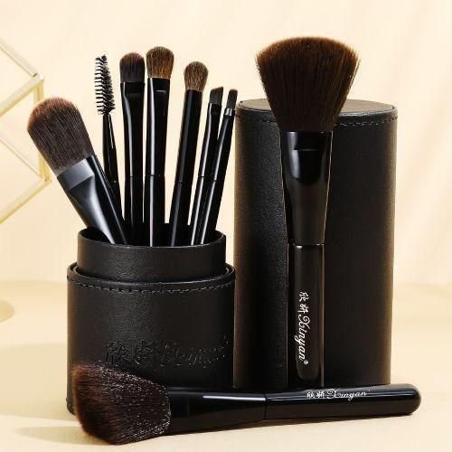 Beginner Makeup Brush Set Blush Eyeshadow Concealer Lip Cosmetics Make Up With Shiny Case Powder Foundation Beauty Tools Black