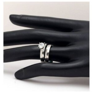 2pc. 4mm*2 Silver Stainless Steel Wedding Ring Set