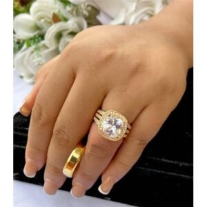 Gold Blend Very Superior + 5 Years Warranty Non Fading Gold Wedding/Engagement Ring Set