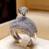 Diamond Engagement Ring/wedding Band Set For Women