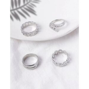 4 Piece Silver Stackable Finger Ring Set