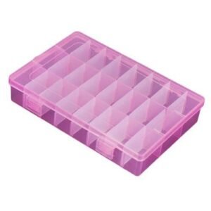 24 Girds Detachable Jewelry Box Cosmetics Nail Art Case Mini Pink