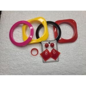 Plastic Bangle Set With Matching Earring And Ring Combo
