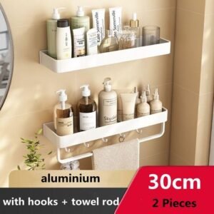 Aluminum Bathroom Storage Sh Wall Mounted Shower Storage Rack White Organizer Corner Shelves Toilet Shampoo Cosmetics Holder