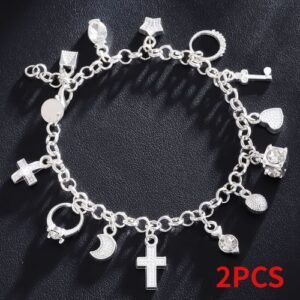 2pcs/set Elegant Female Crystal Bracelet