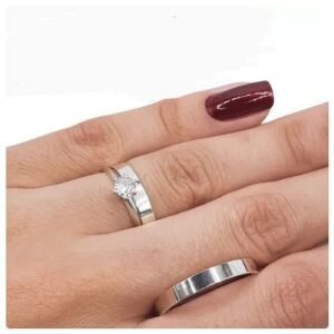 3pc.4mm Width Couple's Stainless Steel Wedding Ring Set