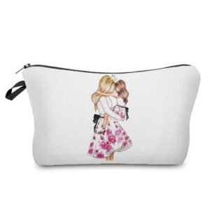 Lovely Cartoon Super Mama Print Cosmetics Bags Mom and Baby Folding Women Casual Makeup Bag Multifunction Cosmetic Organizer Bag