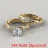 14K Gold Wedding Double Ring Set