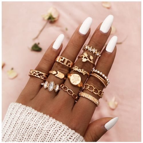 12 Pcs/set Knuckle Ring Set For Ladies Women Rings Jewelry Fashion Gift