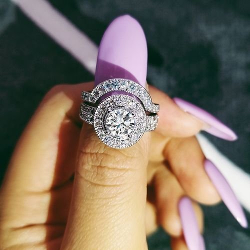 Antique Design Wedding Set - Sterling Silver