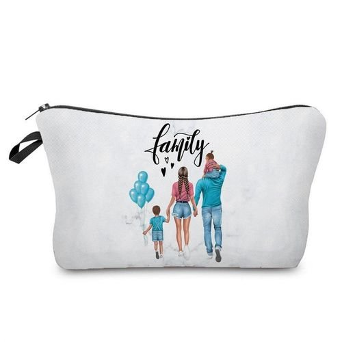 Casual Lovely Cartoon Super Mama Print Makeup Bag Folding Women Mom and Baby Cosmetics Bags Heat Transfer Cosmetic Organizer Bag