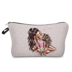 Casual Lovely Cartoon Super Mama Print eup Bag Folding Women Mom and Baby Cosmetics Bags Heat nsfer Cosmetic Organizer Bag