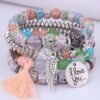 DIEZI Multilayer Tassel Beaded Bracelets Set