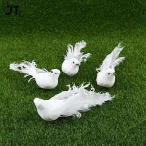 4pcs Artificial White Pigeon Foam Feather Love Peace Doves Bird Simulation Figurines Home Table Garden Hanging Decoration Crafts