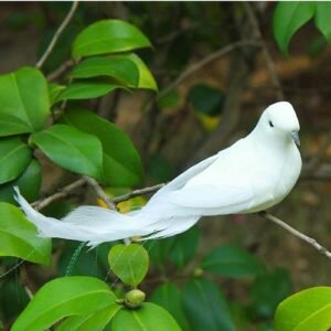 2pcs Bird White Doves Artificial Foam Feathers Birds With Clip Pigeons Decoration For Wedding Home