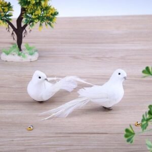 Artificial White Pigeon Plasticfoamfeather Figurines Miniatures Home Table Garden Hanging Decoration Creative