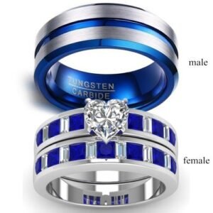 New Fashion Men's And Women's Wedding Ring Set Diamond For Couple