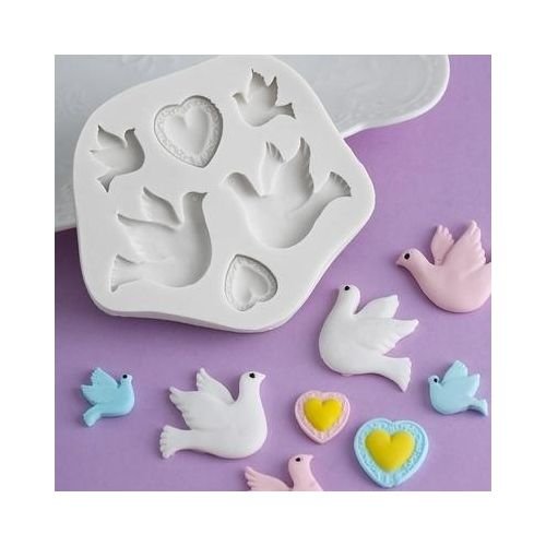 Clay Mold Silicone Sugarcraft Fondant Mould Cake Decorating Tools Przy Love Dove Of Peace Chocolate Resin Cartoon Pigeon Moulds