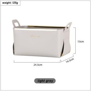 Leather large handle storage basket creative household cosmetics tray living room bedroom storage box desktop folding storage