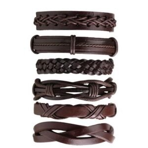 Classy Set Of Vintage Hand Made Leather Bracelets