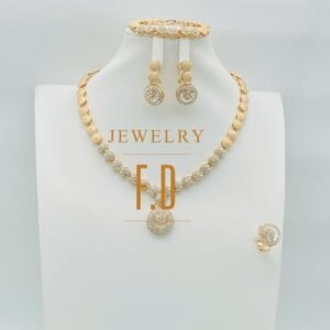 Exclusive Quality Sophisticated Super Bling Complete Arabian Gold 4 In 1 Jewelry Set